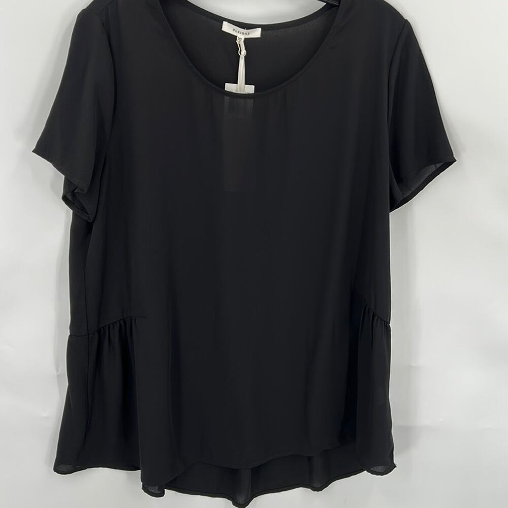 Pleione Women's Black NWT Short Sleeve Top Size Large
